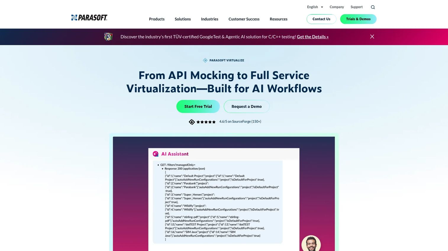 Parasoft Virtualize service virtualization for APIs, databases, and enterprise systems