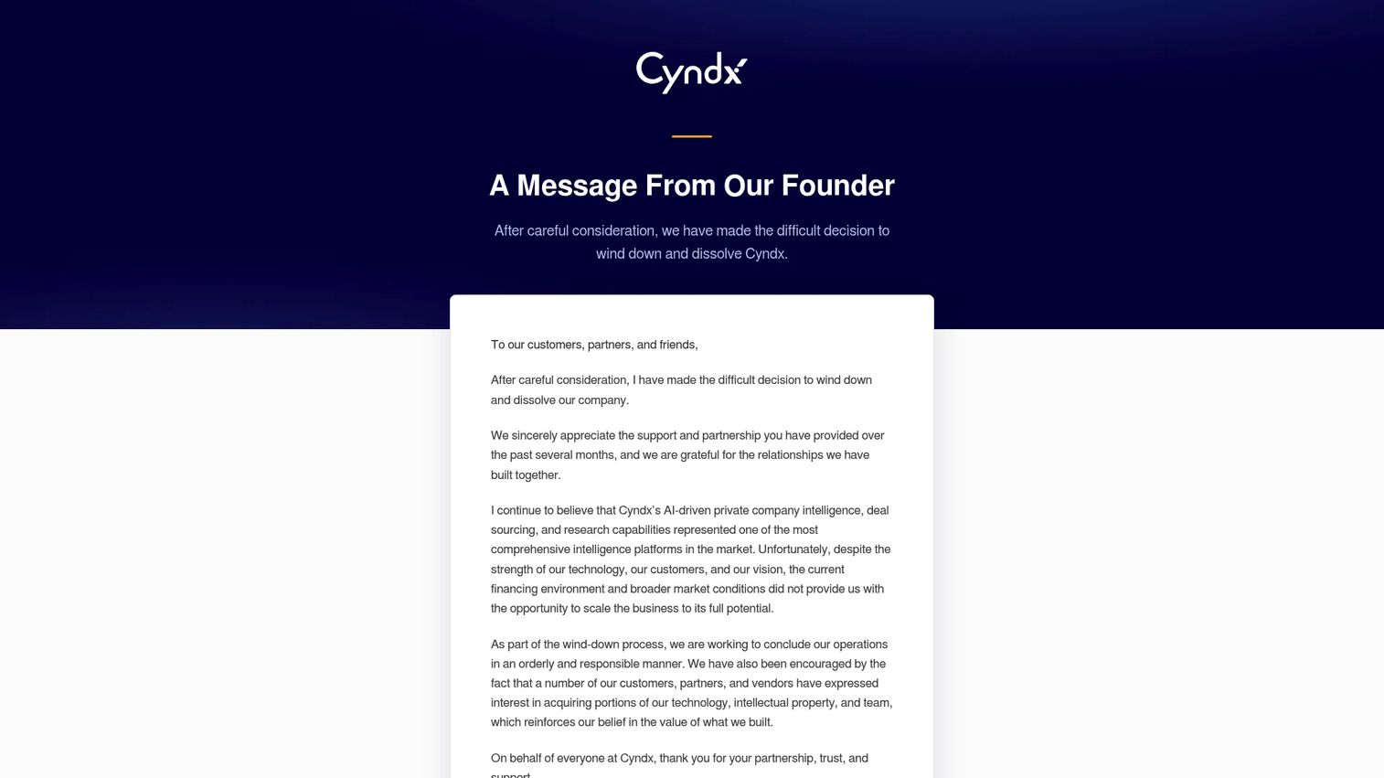 Cyndx AI-assisted target identification for M&A deal sourcing