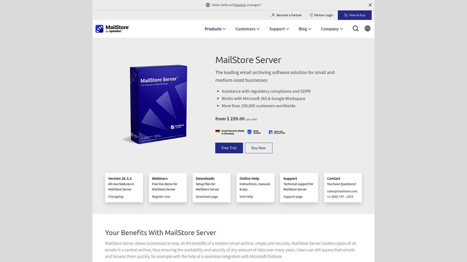 MailStore Server email archive search and restore interface