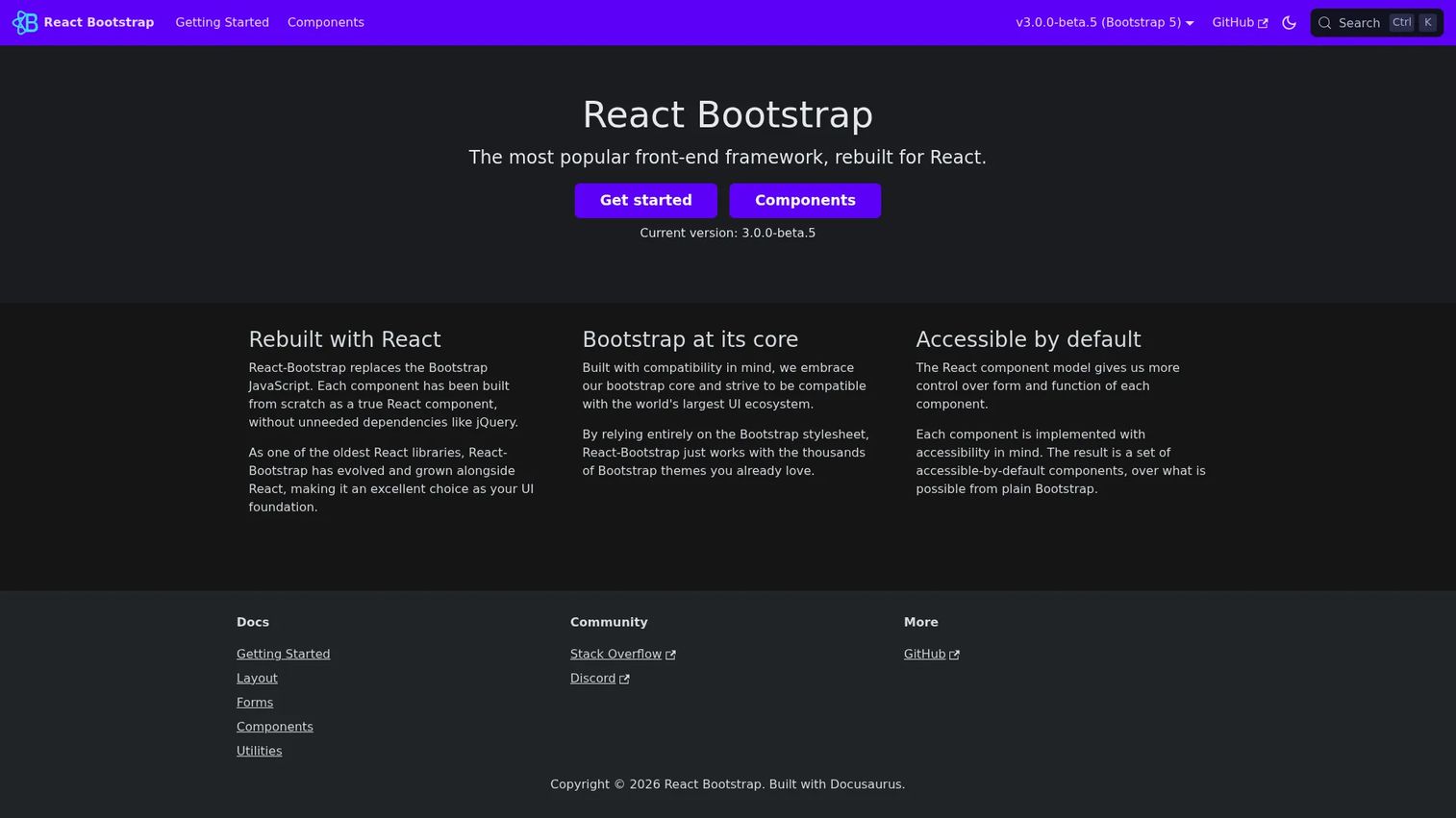 React Bootstrap components for Bootstrap based React applications