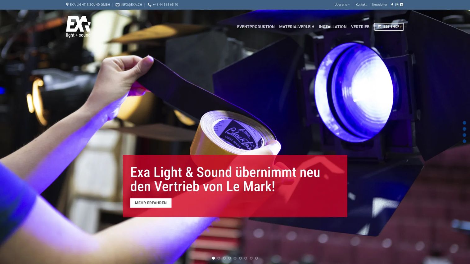 EXA AG homepage screenshot