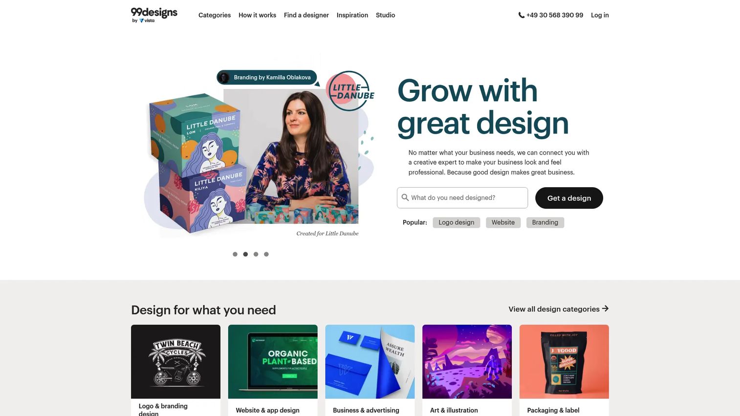 99designs homepage screenshot