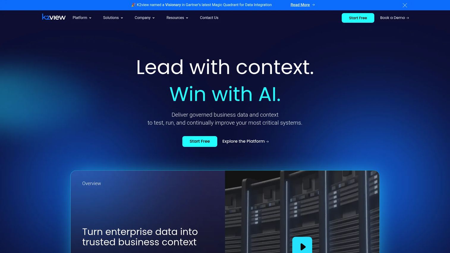 K2view data product platform homepage