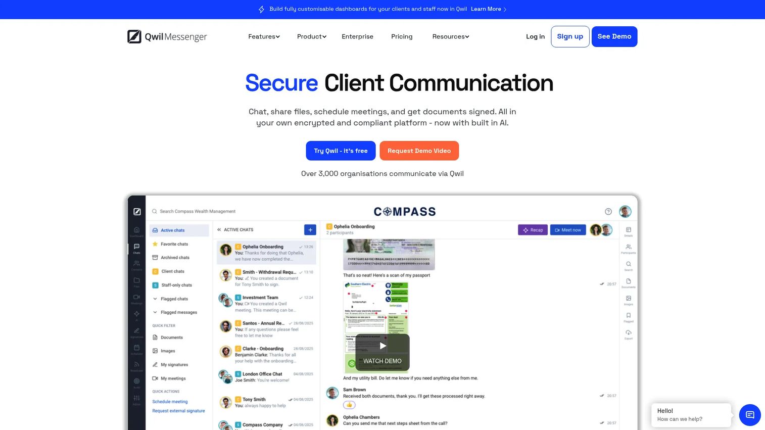 Qwil Messenger secure external communication interface