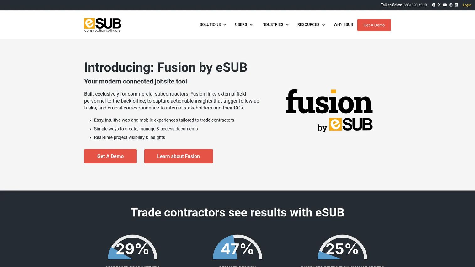 eSUB project management software for trade contractors