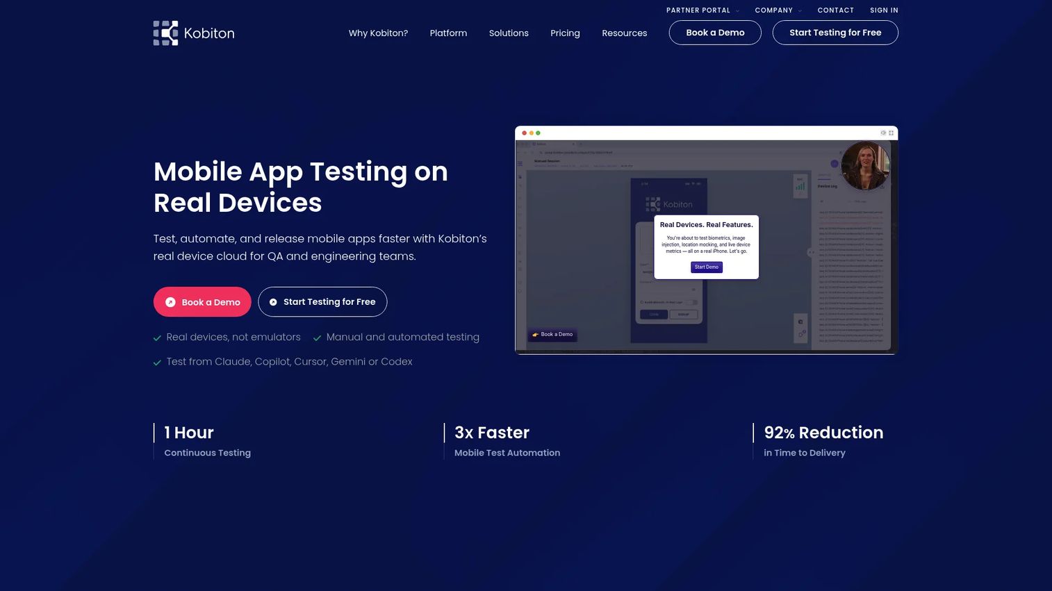 Kobiton mobile device testing dashboard