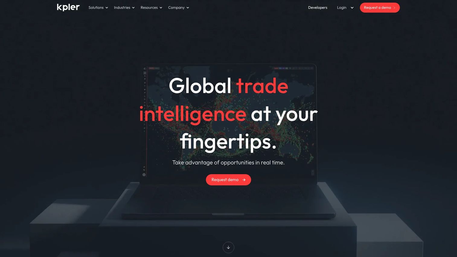 Kpler maritime intelligence dashboard with vessel routes, port activity, and trade data