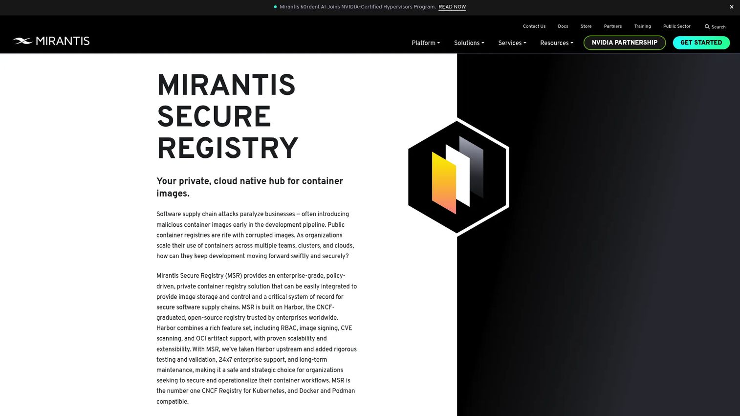 Mirantis Secure Registry interface