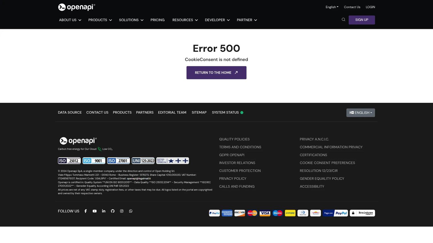 OpenAPI marketplace for API services and customer data use cases