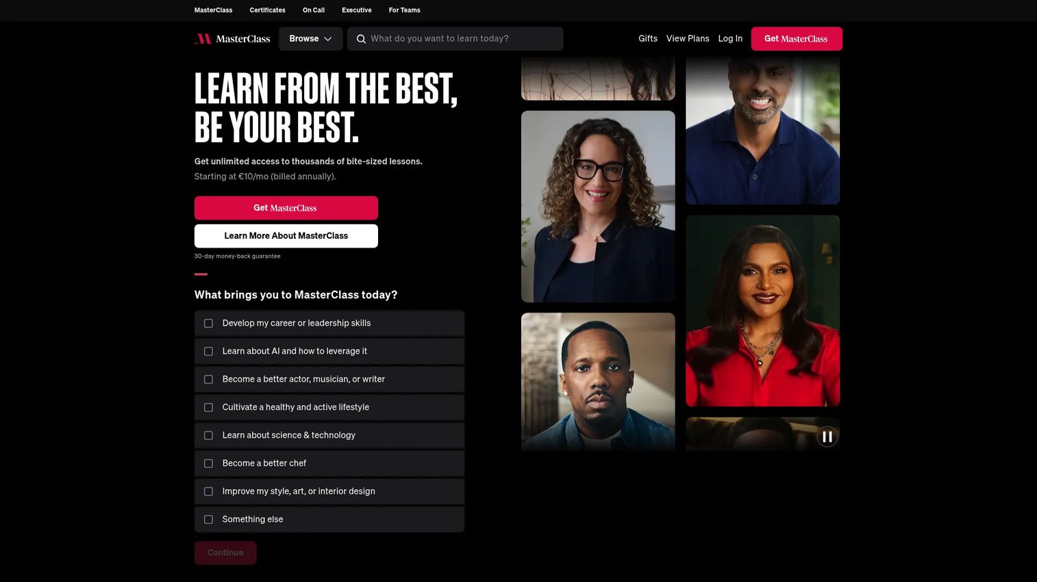 MasterClass expert-led course library