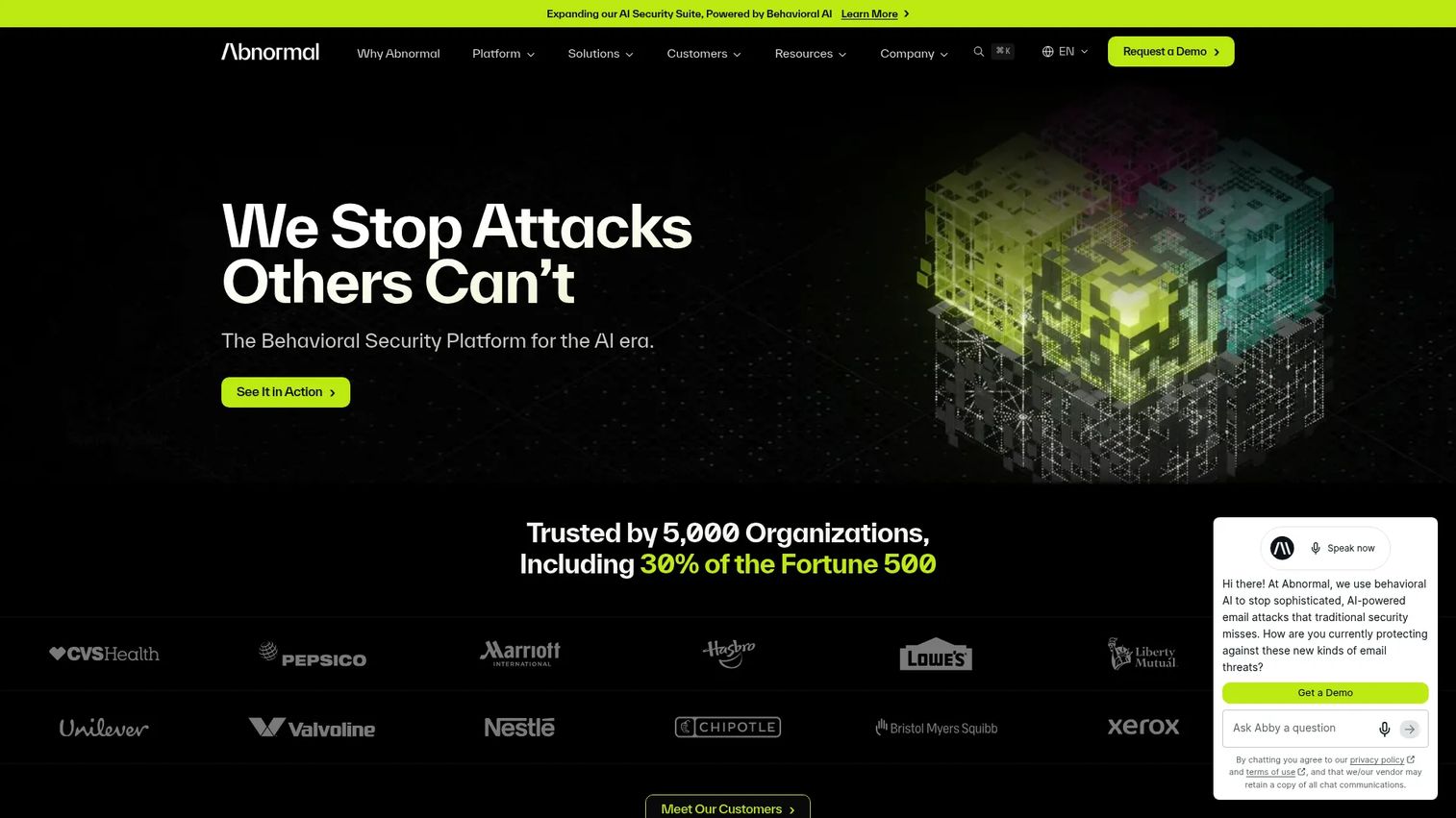Abnormal AI behavioral threat detection dashboard