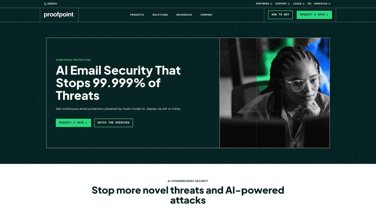 Proofpoint Core Email Protection homepage screenshot