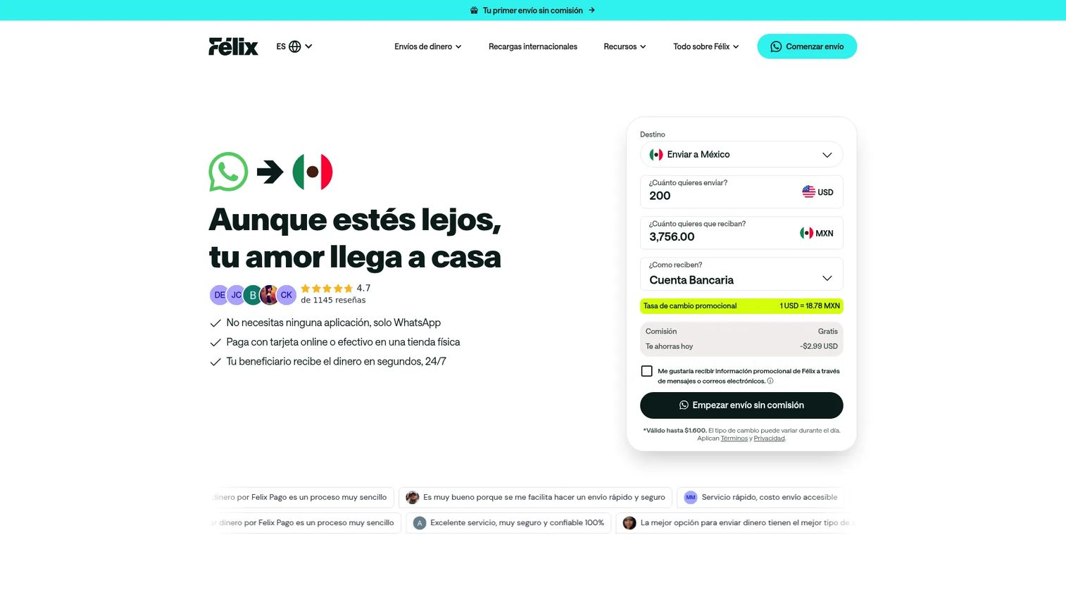 FÉLIX homepage screenshot