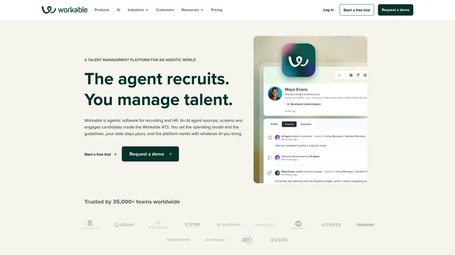 Workable homepage screenshot