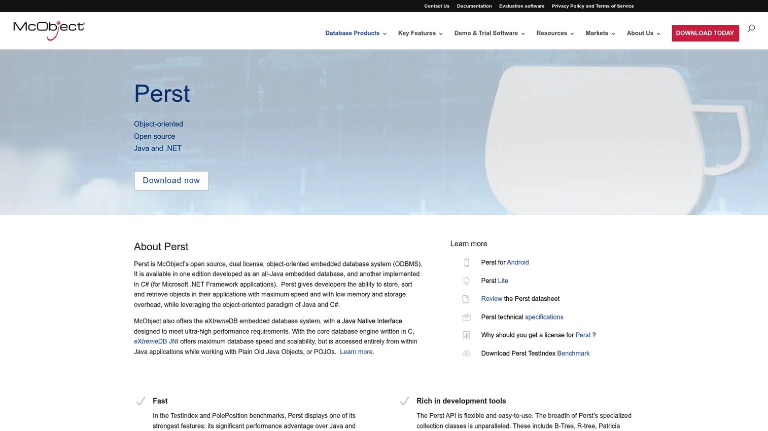 Perst embedded object-oriented database for Java and .NET