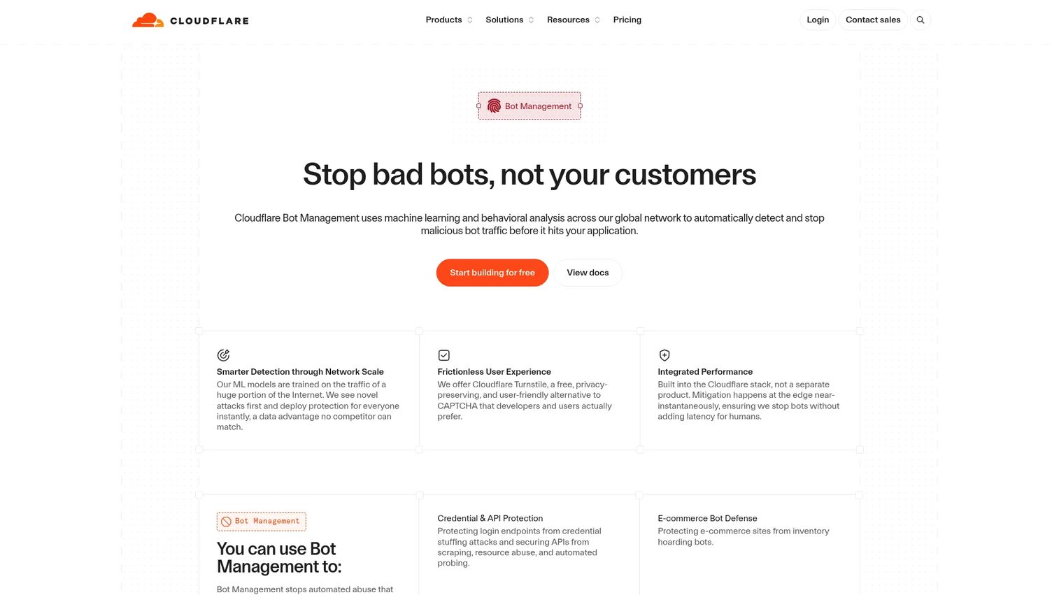 Cloudflare Bot Management product page