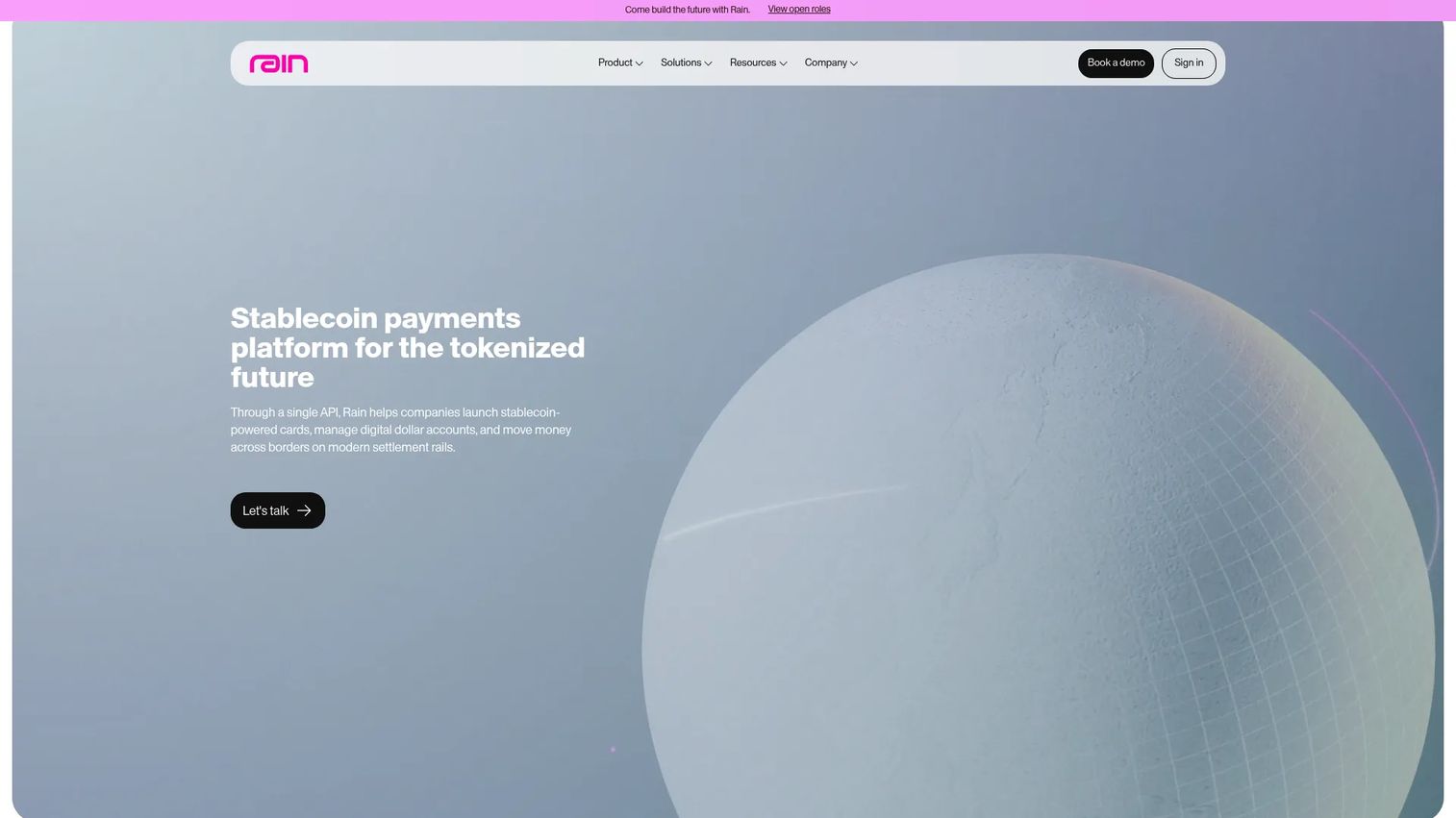 Rain stablecoin payment infrastructure for cards, accounts, and global payouts
