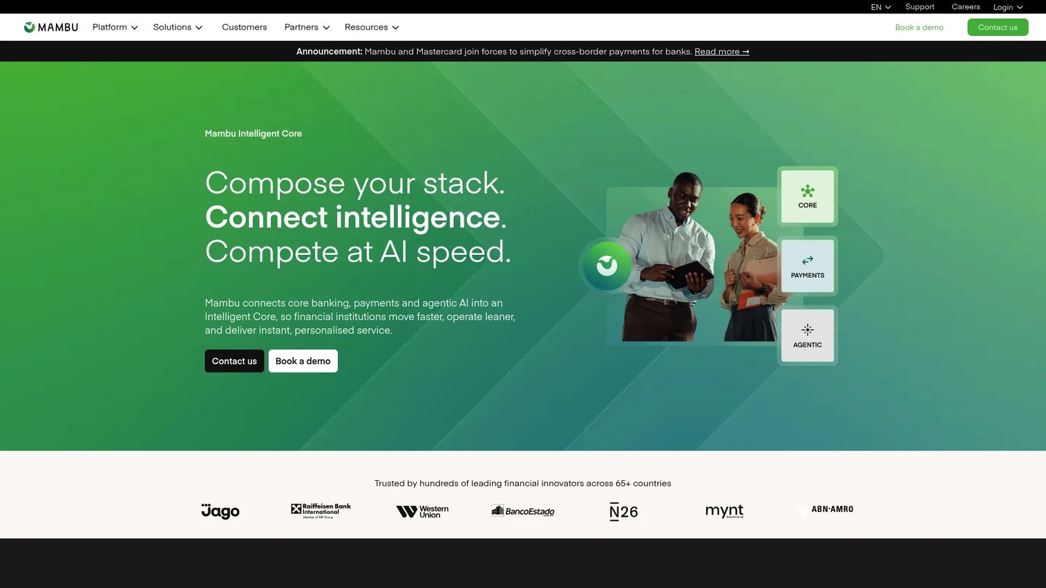 Mambu cloud-native core banking platform interface