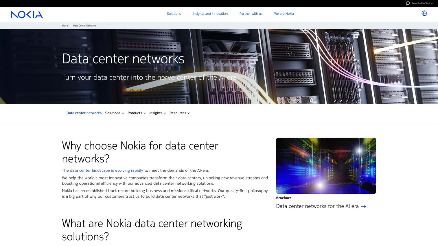 Nokia Data Center Fabric leaf-spine architecture with SR Linux, Event-Driven Automation, and high-capacity switching