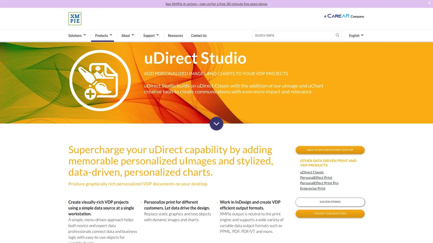 XMPie uDirect Studio variable data printing workflow in Adobe InDesign
