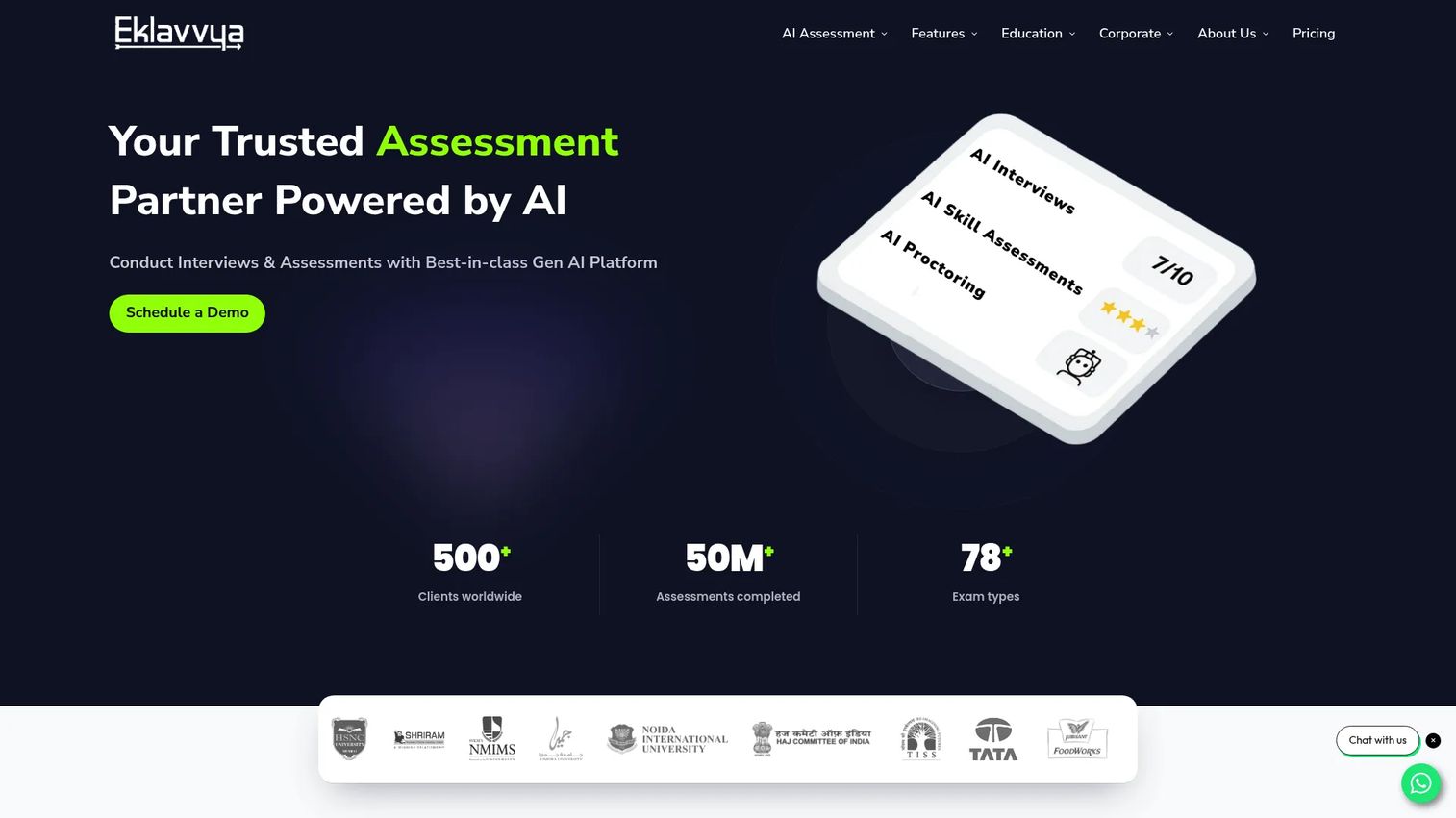 Eklavvya homepage screenshot