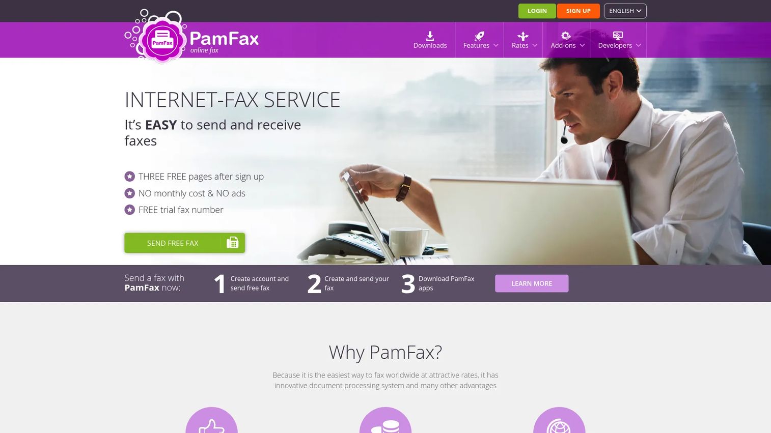 PamFax online fax sending software