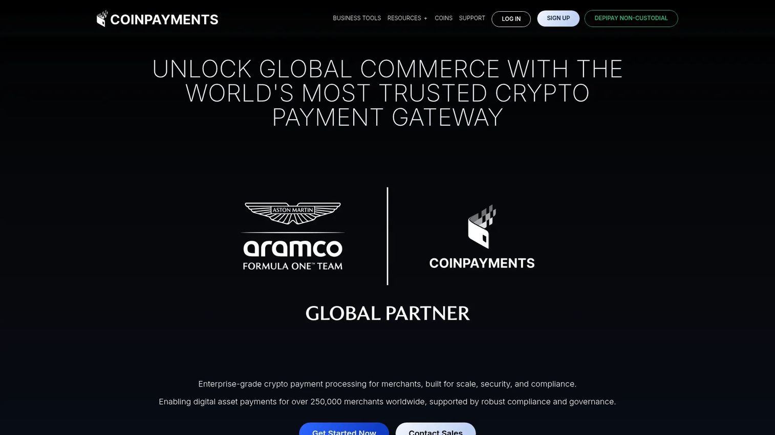 CoinPayments homepage screenshot