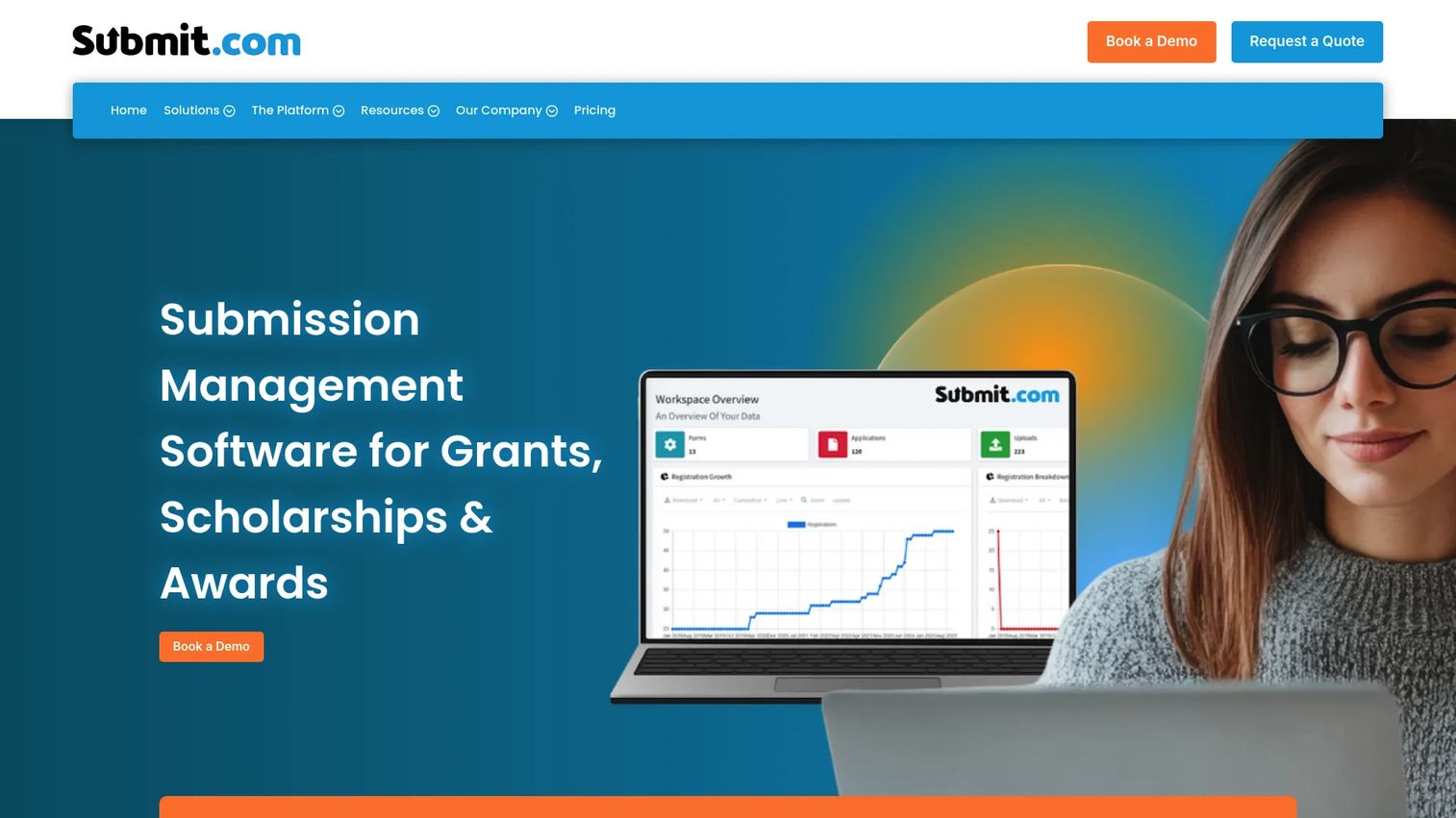 Submit.com awards submission form and review workflow dashboard