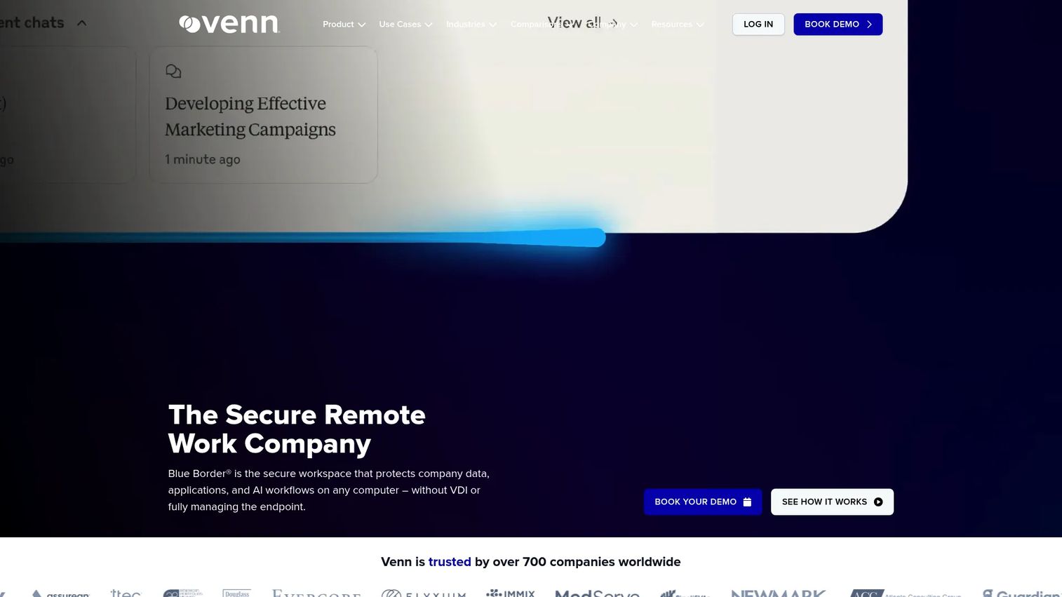 Blue Border by Venn homepage screenshot