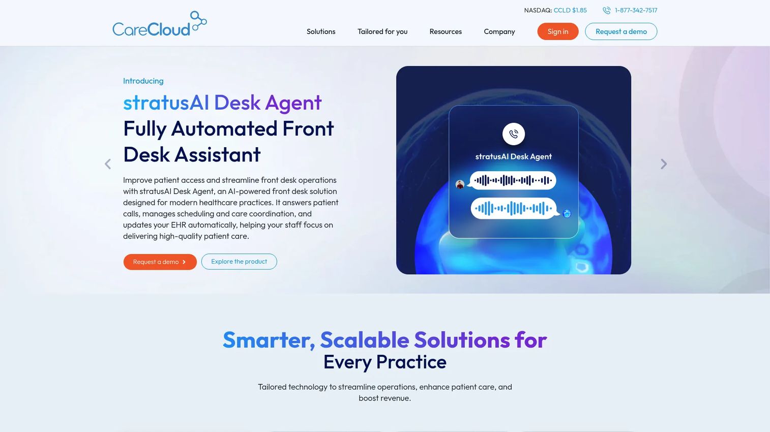 CareCloud homepage screenshot