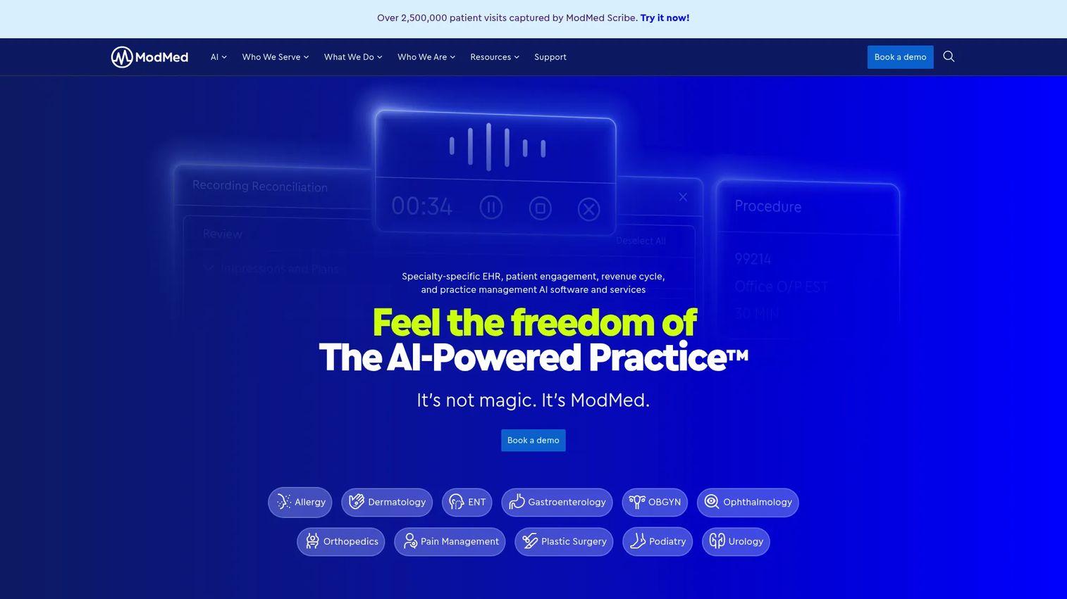 ModMed homepage screenshot