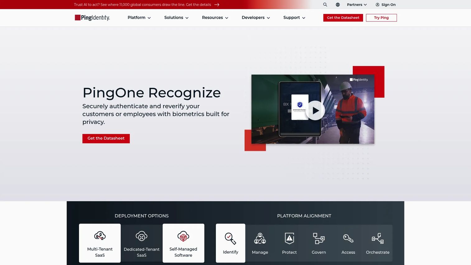 PingOne Recognize biometric step-up authentication for high-risk actions