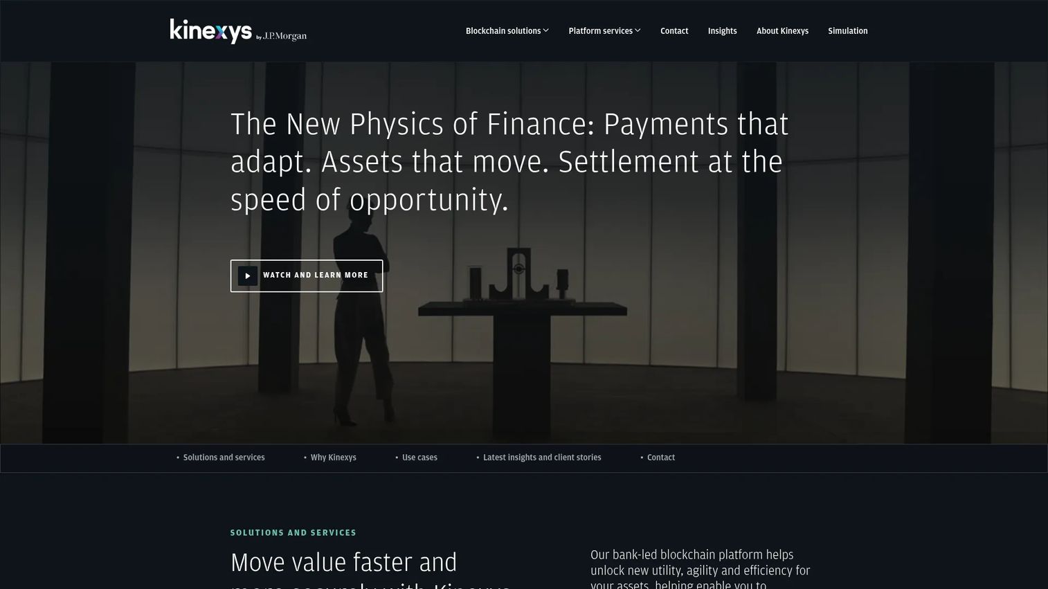 JPMorgan Onyx Kinexys blockchain platform homepage