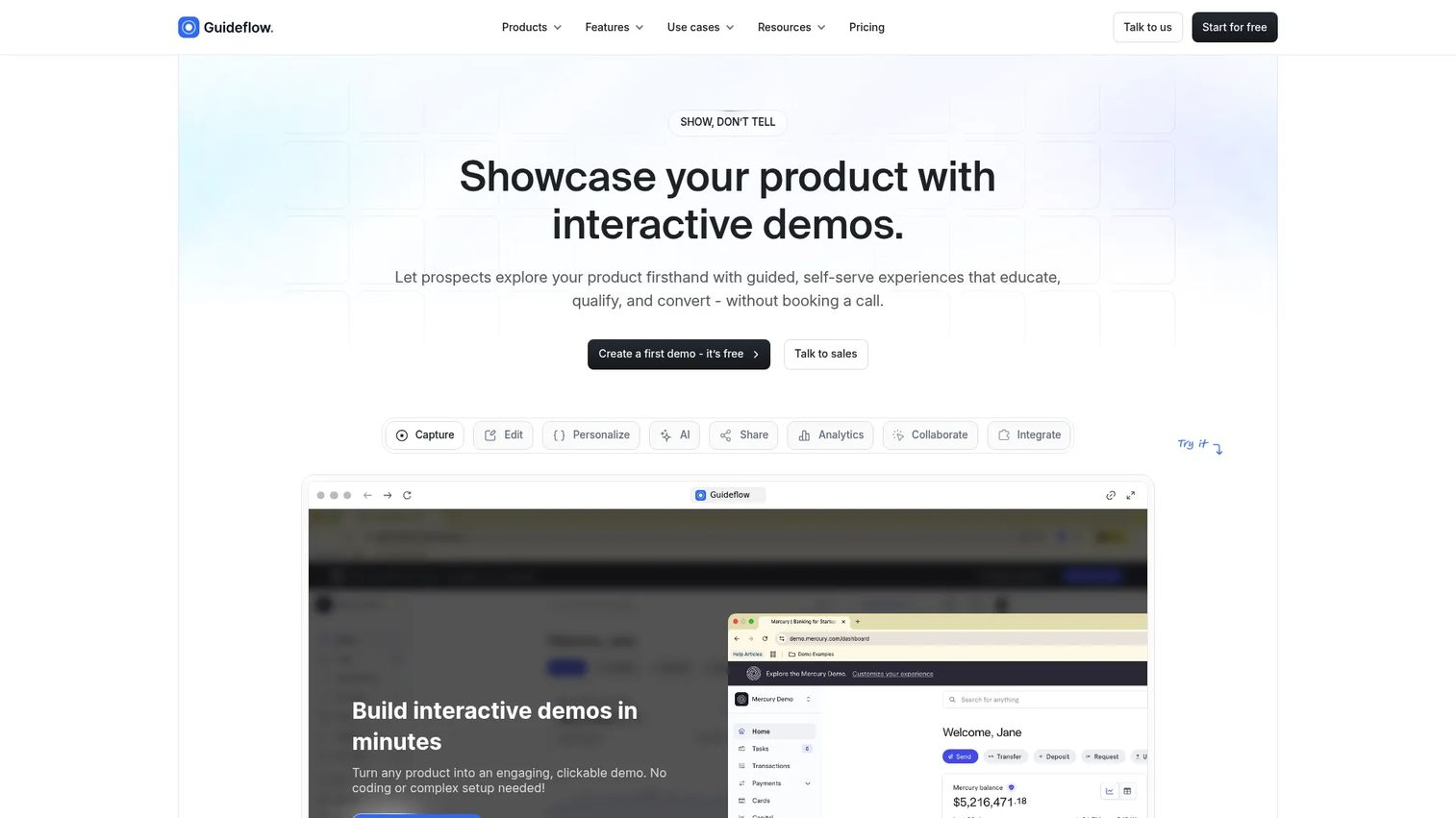 Guideflow interactive demo product page