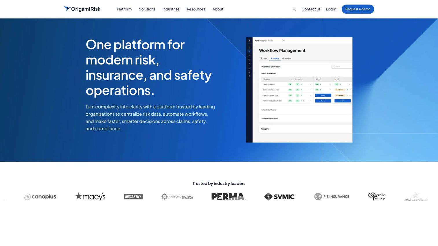 Origami Risk healthcare platform for patient safety, claims, provider performance, and compliance