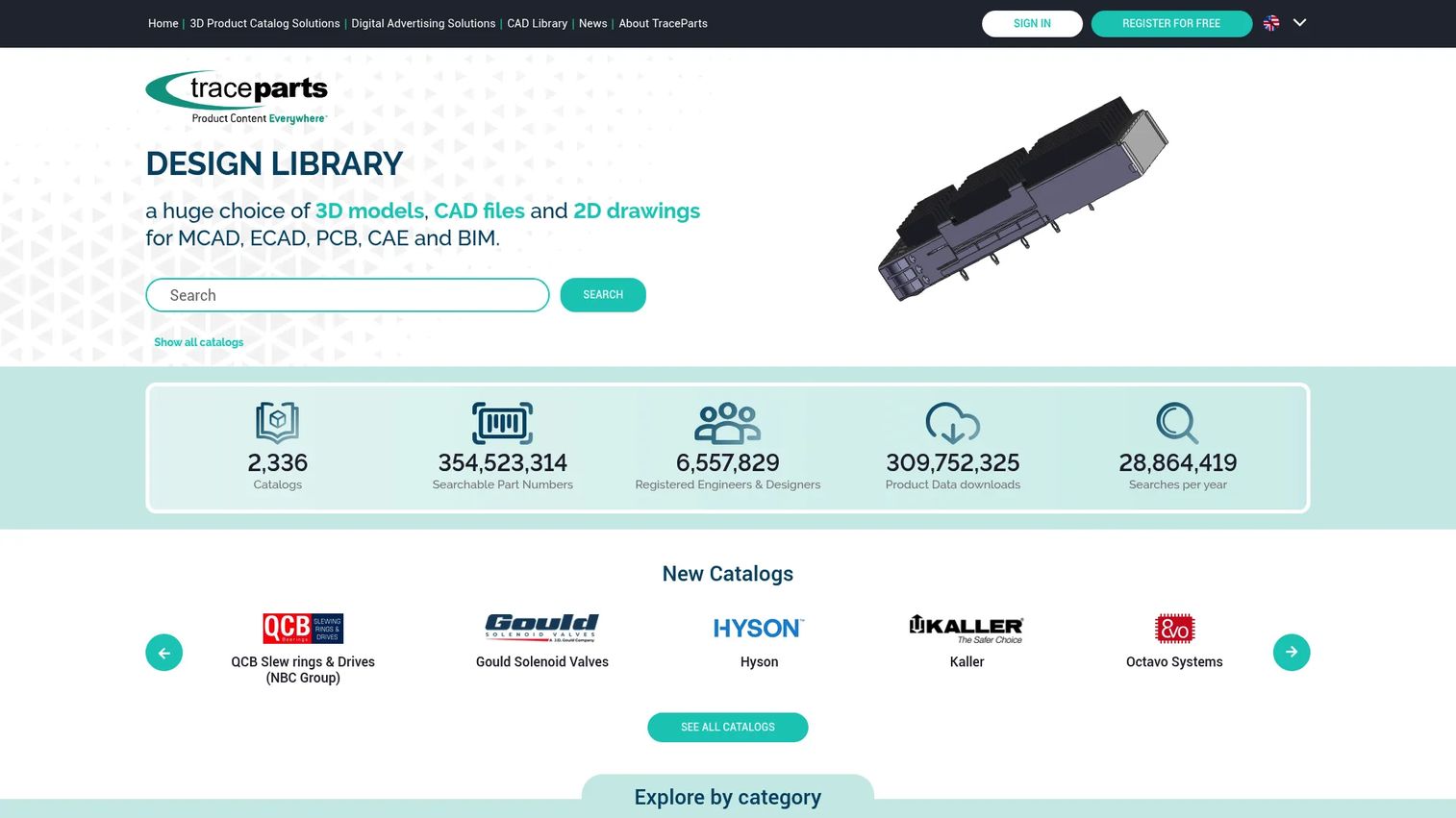 TraceParts manufacturer CAD catalog search