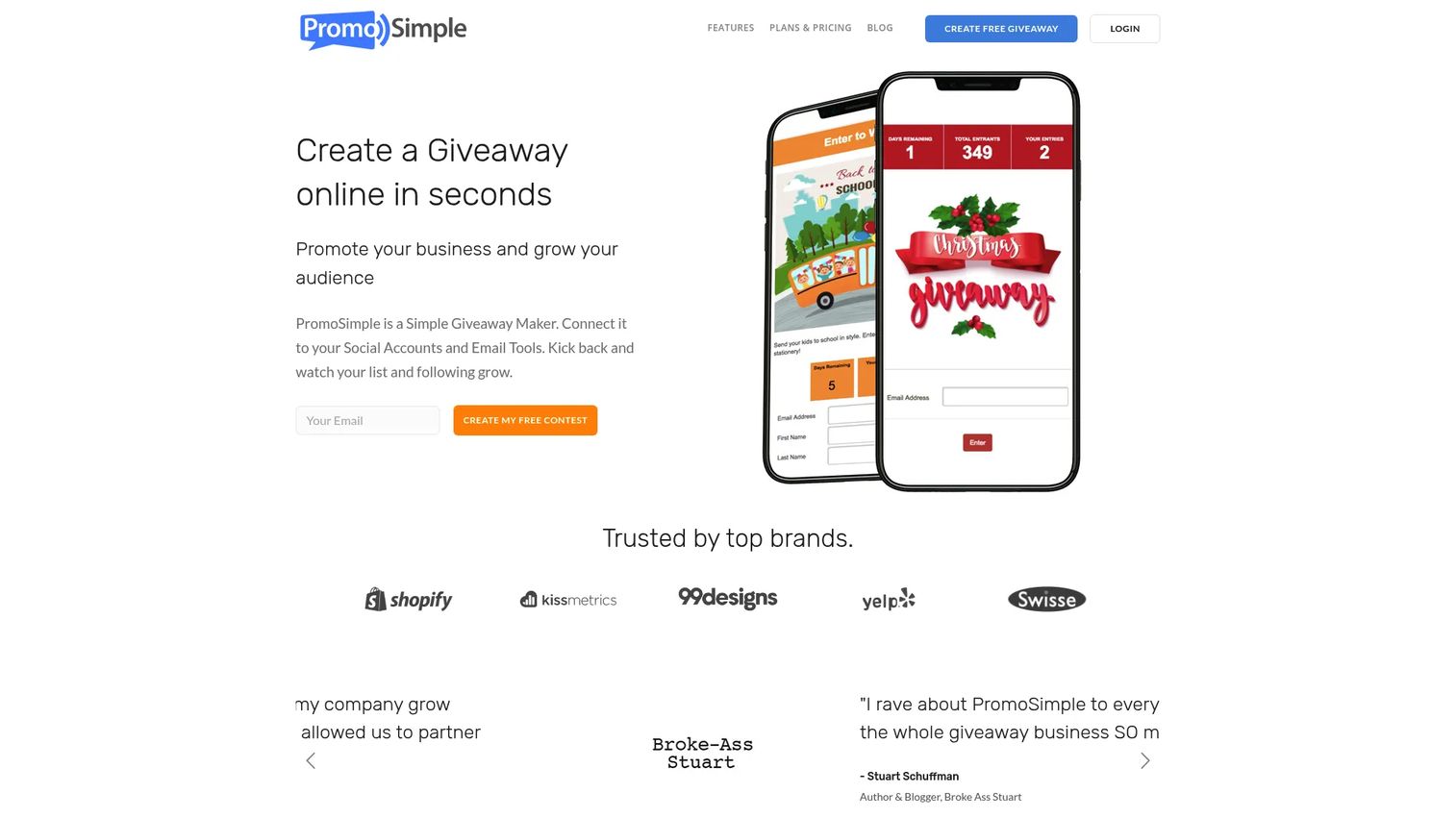 PromoSimple giveaway builder for embedded promotions
