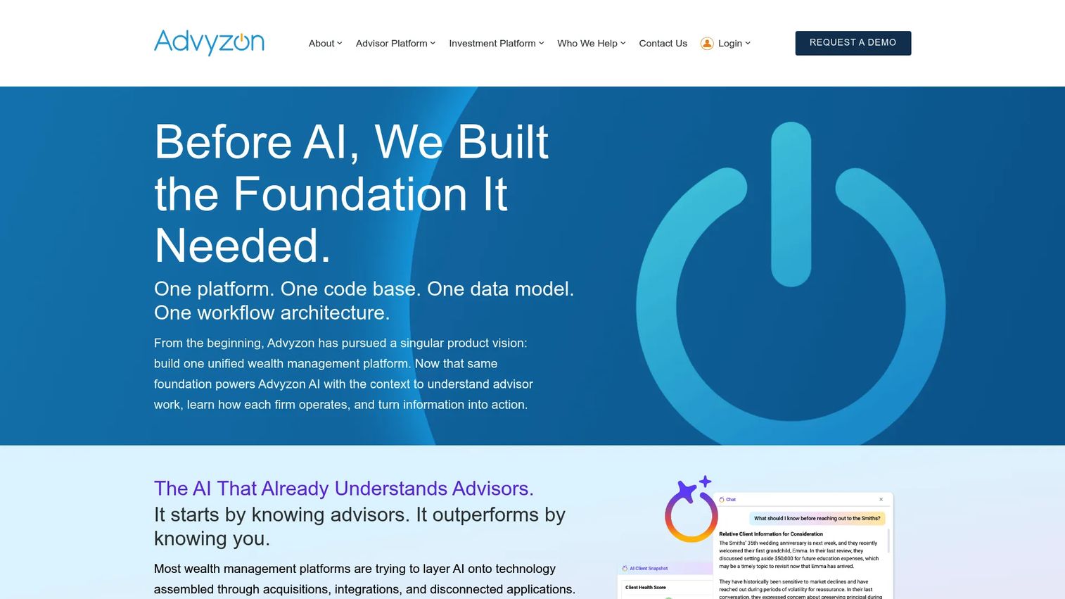 Advyzon interface showing wealth-management client accounts and advisor workflows