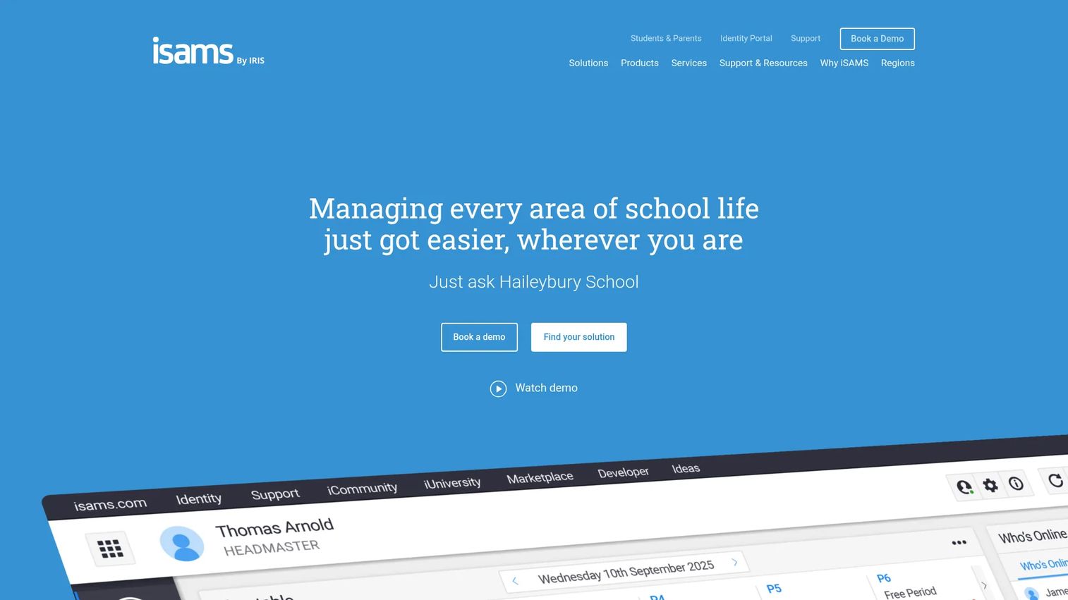 iSAMS by IRIS school management platform with staff administration tools