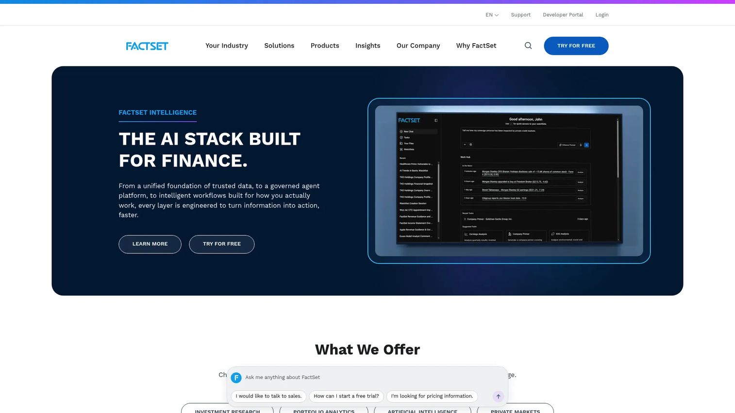 FactSet financial data and analytics platform