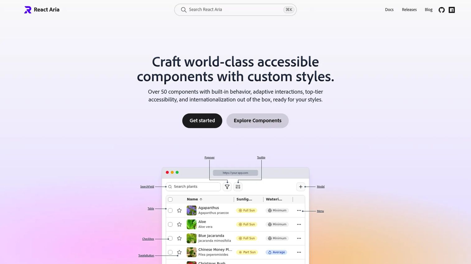 React Aria Components for accessible custom React interfaces