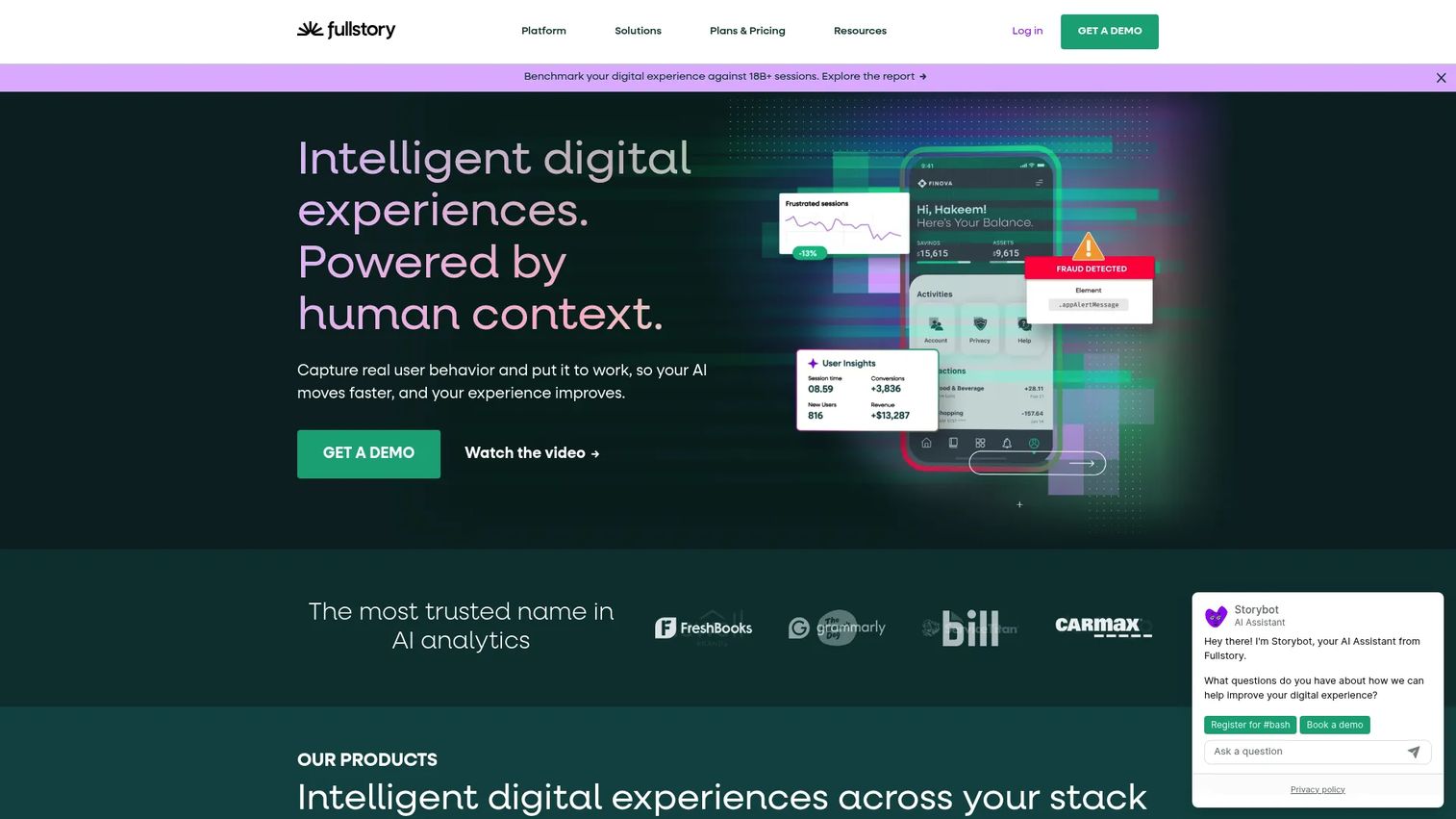 FullStory homepage screenshot