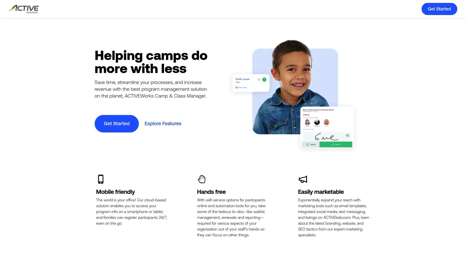 ACTIVEWorks Camp and Class Manager registration and program administration screen