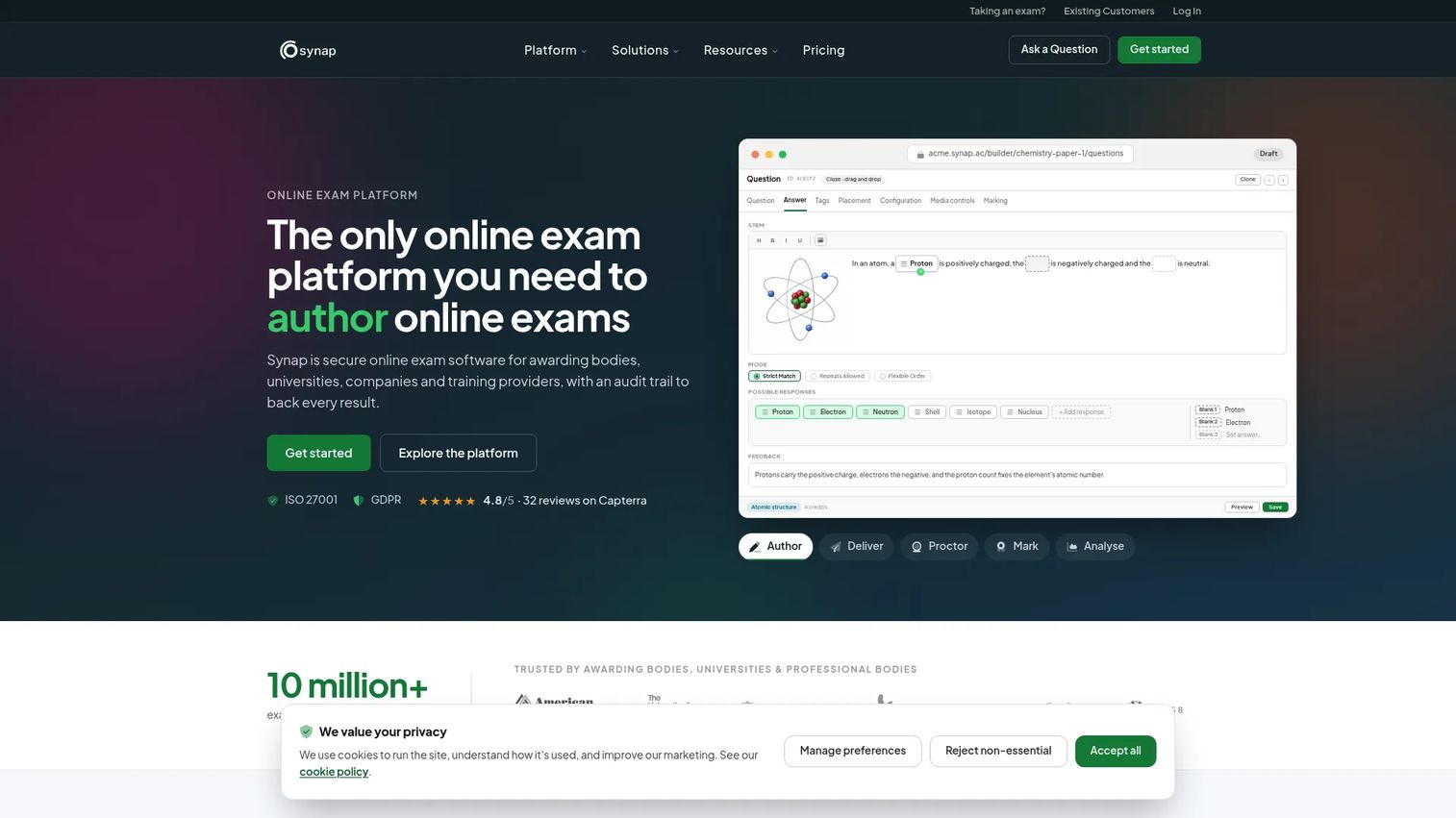 Synap homepage screenshot