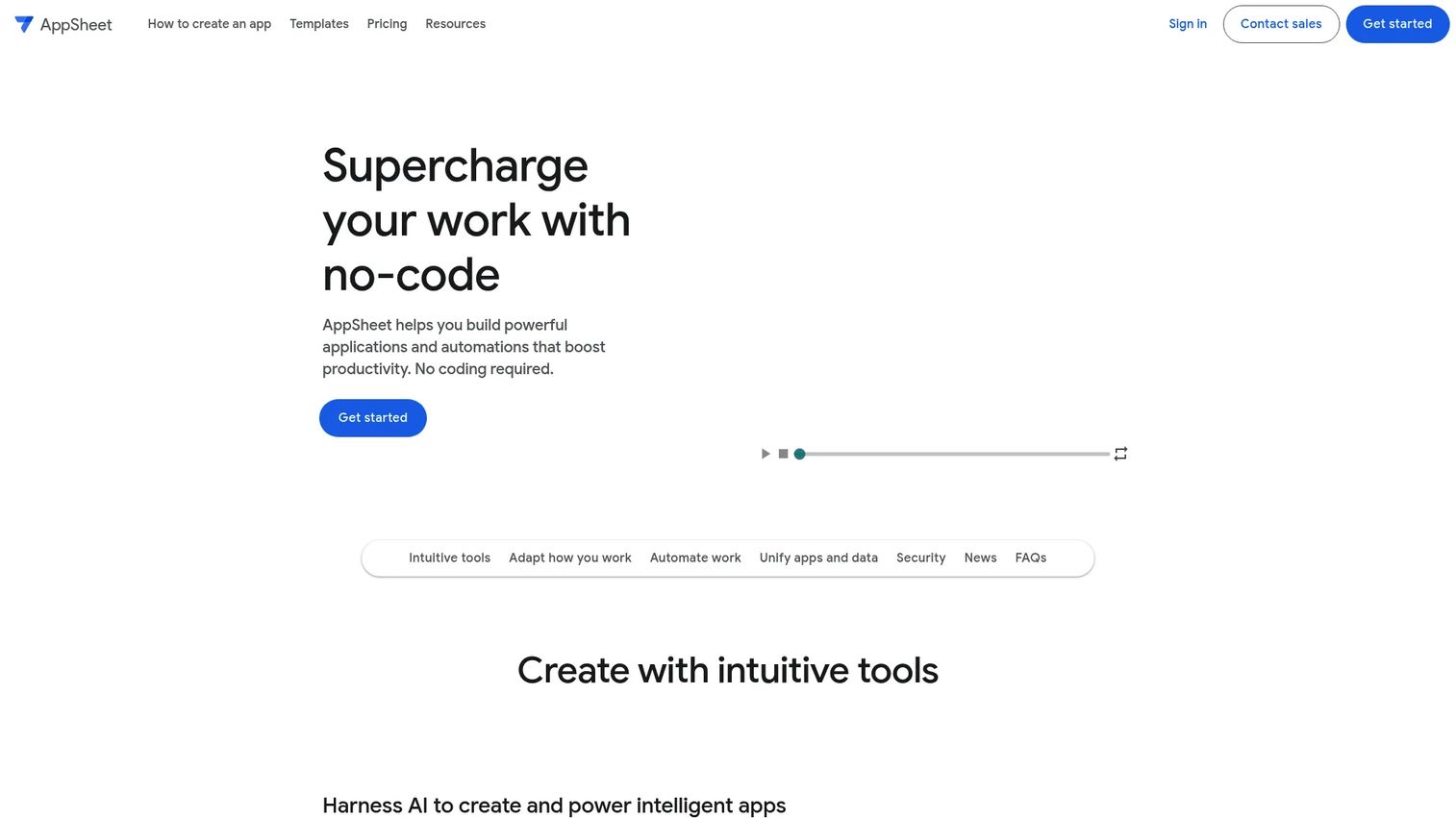 Google AppSheet no-code application development platform