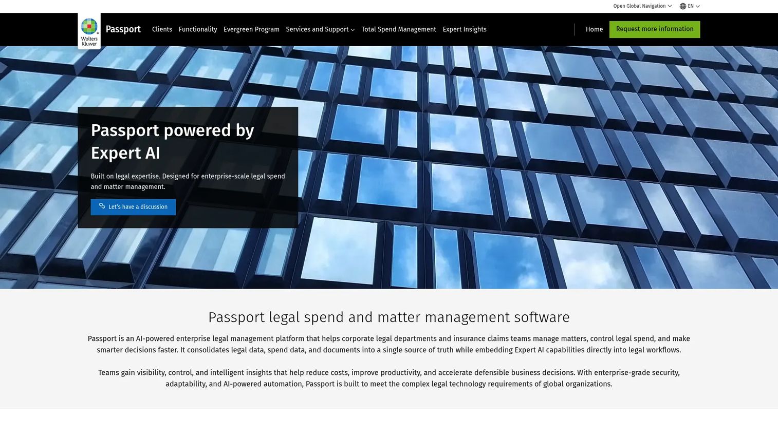 Passport enterprise legal management platform by Wolters Kluwer