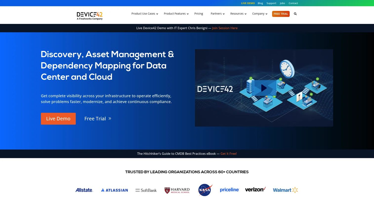 Device42 infrastructure discovery and data center dependency map