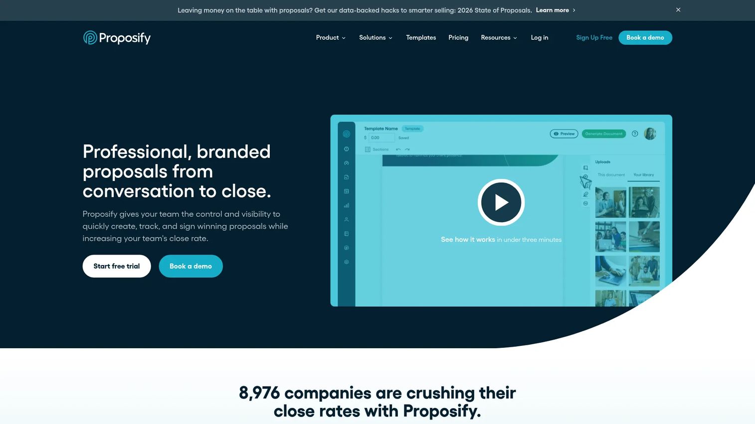 Proposify website screenshot