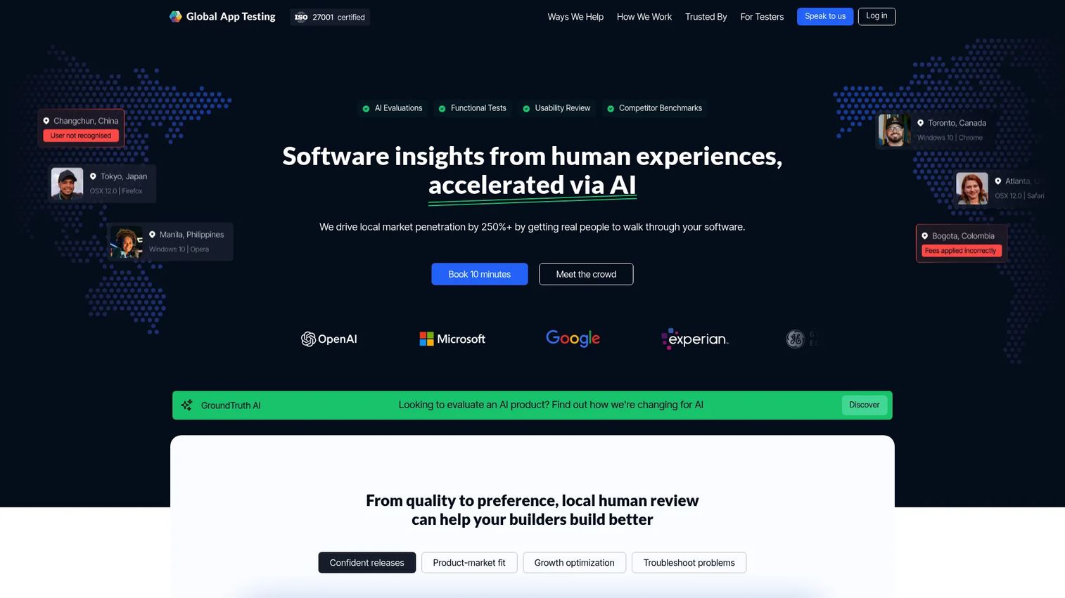 Global App Testing platform for international website and mobile testing