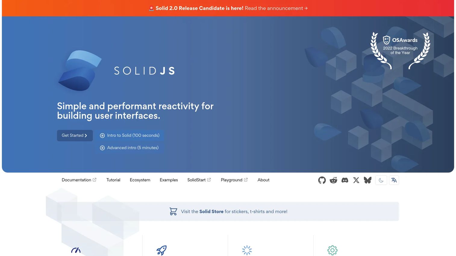 SolidJS homepage screenshot